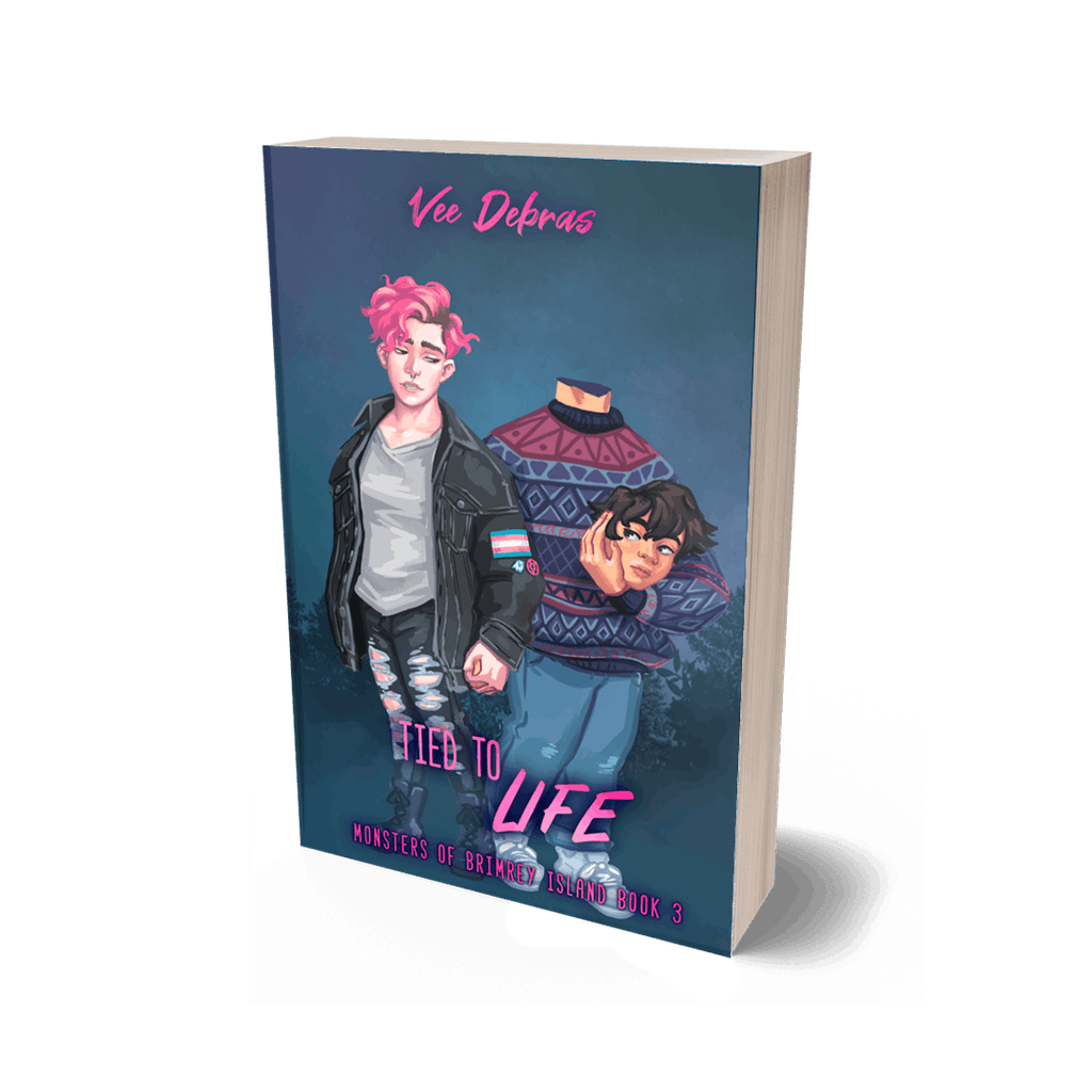 Paperback mockup of Tied to Life by Vee Debras 