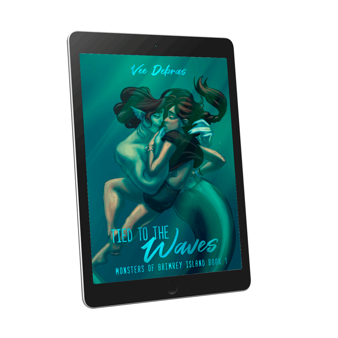 Ebook mockup of Tied to the Waves by Vee Debras 